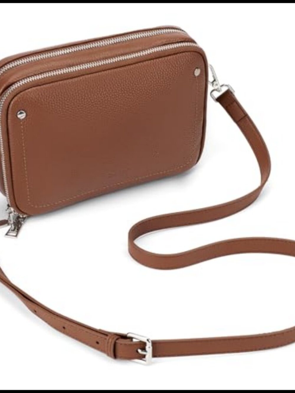Genuine Pebbled Leather Crossbody Bag RFID Wallet Purse Adjustable Strap